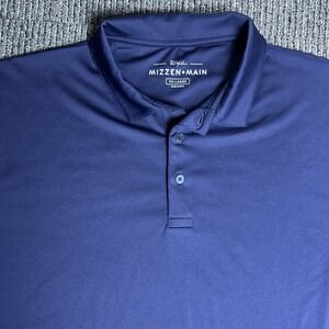 Mizzen + Main Men's Golf Polo Shirt 2XL Navy Performance Short Sleeve Stretch